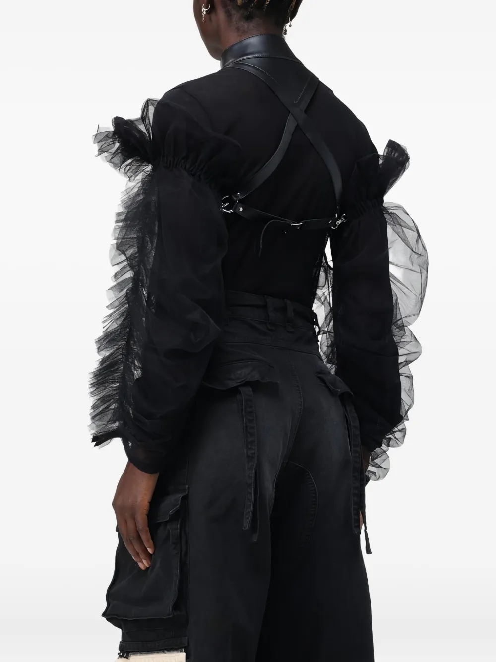 Noir Kei Ninomiya Harnas met ruches Zwart