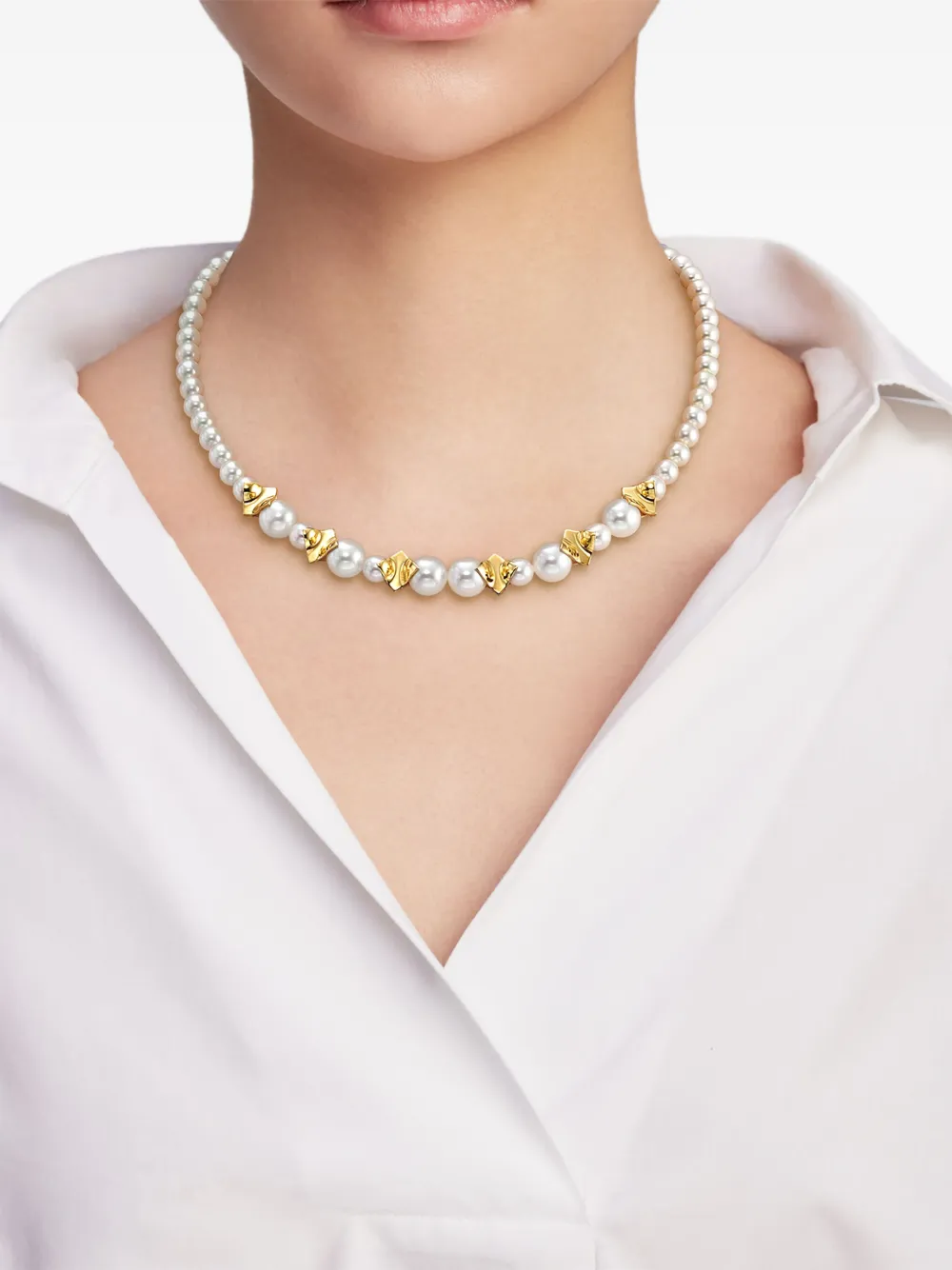 TASAKI 18K yellow gold M/G Tasaki Square Leaf pearl necklace | Women | Image 2