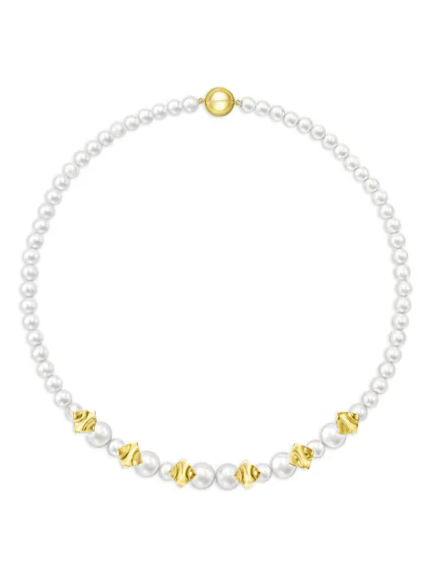 TASAKI 18K yellow gold M/G Tasaki Square Leaf pearl necklace