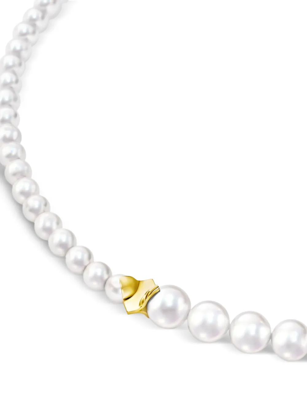 Tasaki 18k Yellow Gold Square Leaf Pearl Necklace In White