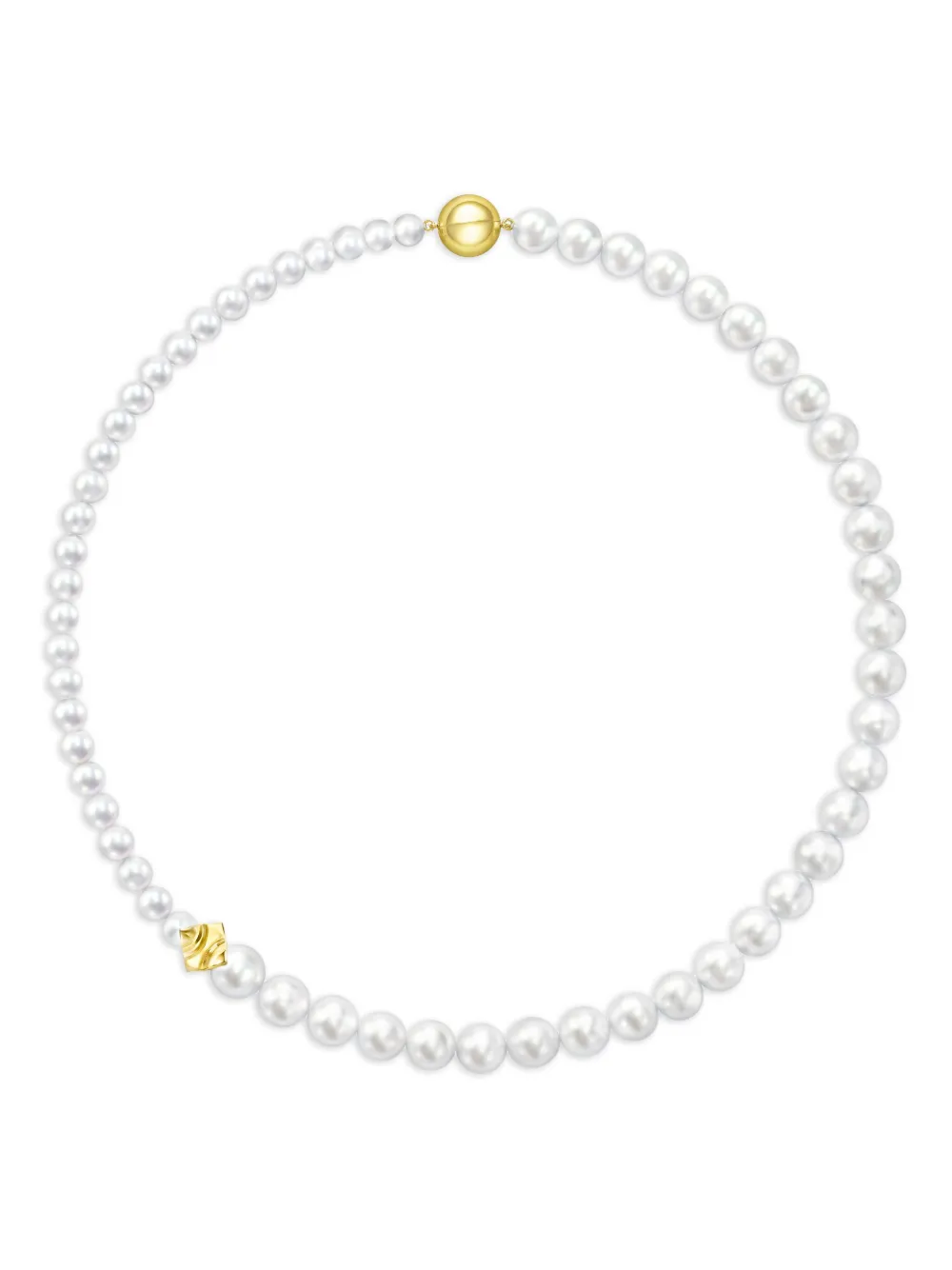 Tasaki 18k Yellow Gold Square Leaf Pearl Necklace In White
