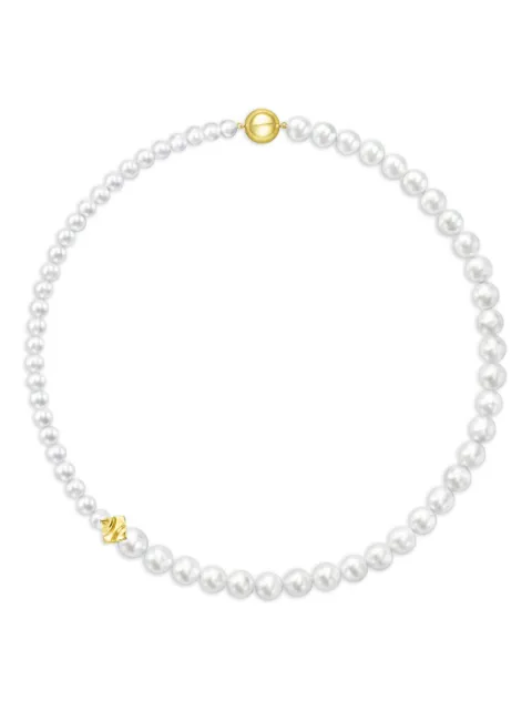 TASAKI 18K yellow gold M/G Tasaki Square Leaf pearl necklace