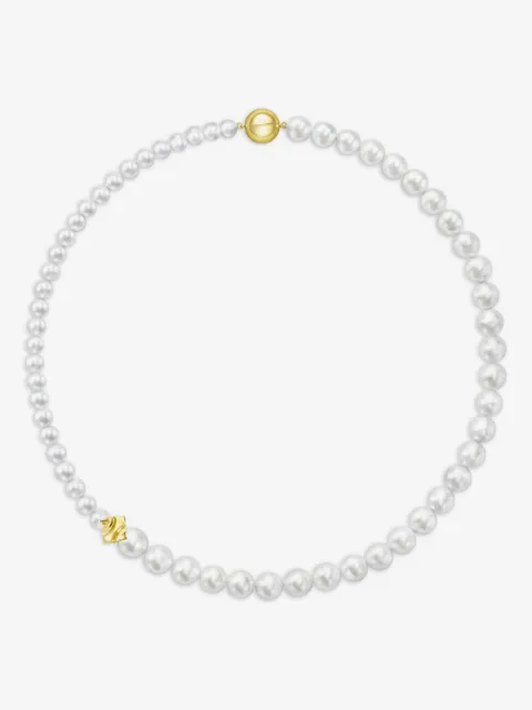 TASAKI 18K yellow gold M/G Tasaki Square Leaf freshwater pearl necklace
