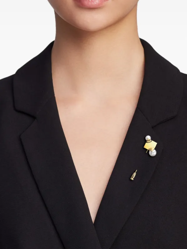 TASAKI M/G Tasaki Square Leaf フレッシュウォーターパール ブローチ
