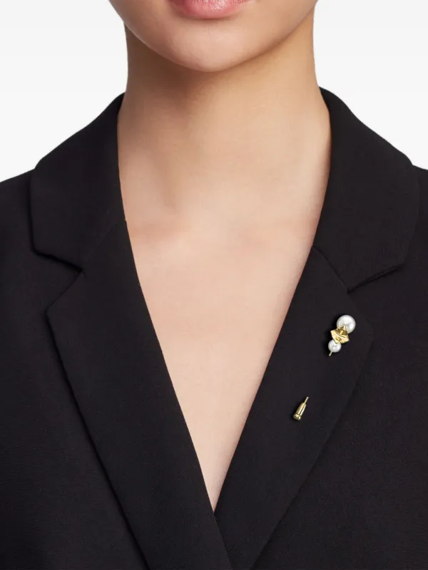 TASAKI M/G Tasaki Square Leaf パール ブローチ 18Kイエローゴールド
