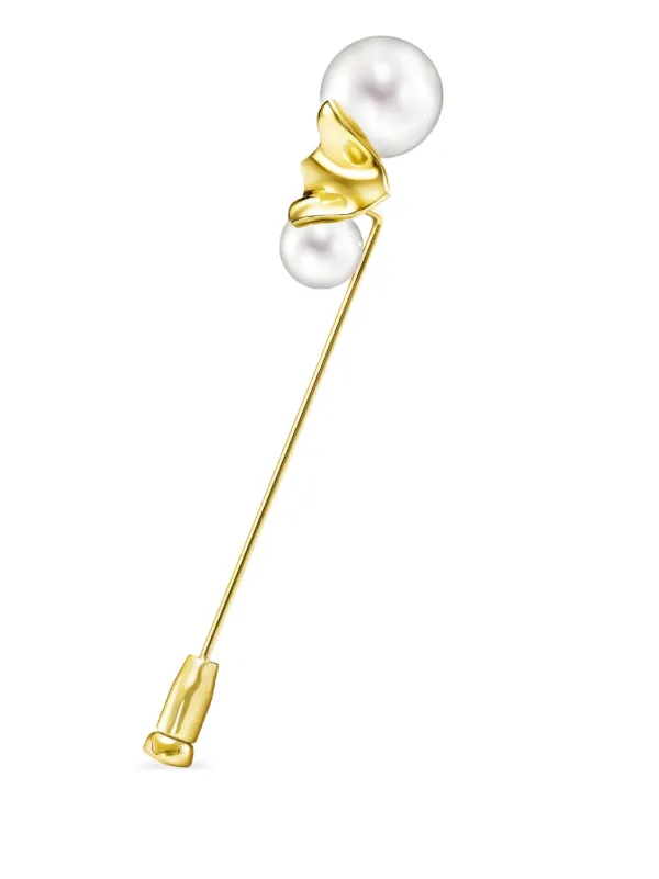 TASAKI PEAPLE リーフ型ブローチ ブラックパール付き TASAKI M/G Tasaki Square Leaf パール ブローチ 18Kイエローゴールド