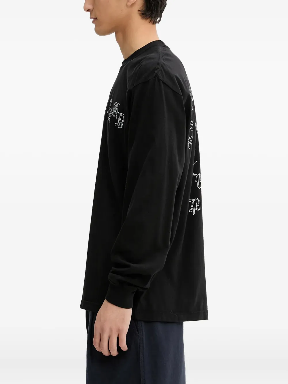 Neighborhood T-shirt met geborduurd logo - Zwart