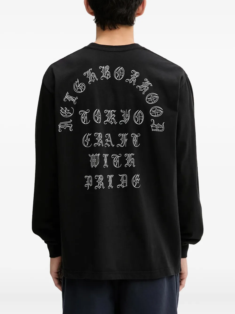 Neighborhood T-shirt met geborduurd logo Zwart