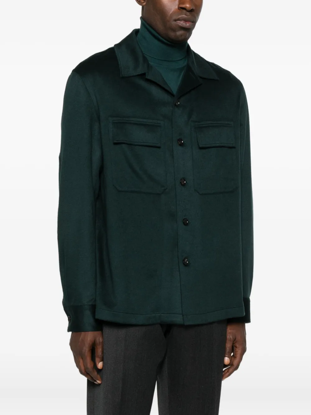 Zegna Button-down overhemd met dubbele zak Groen