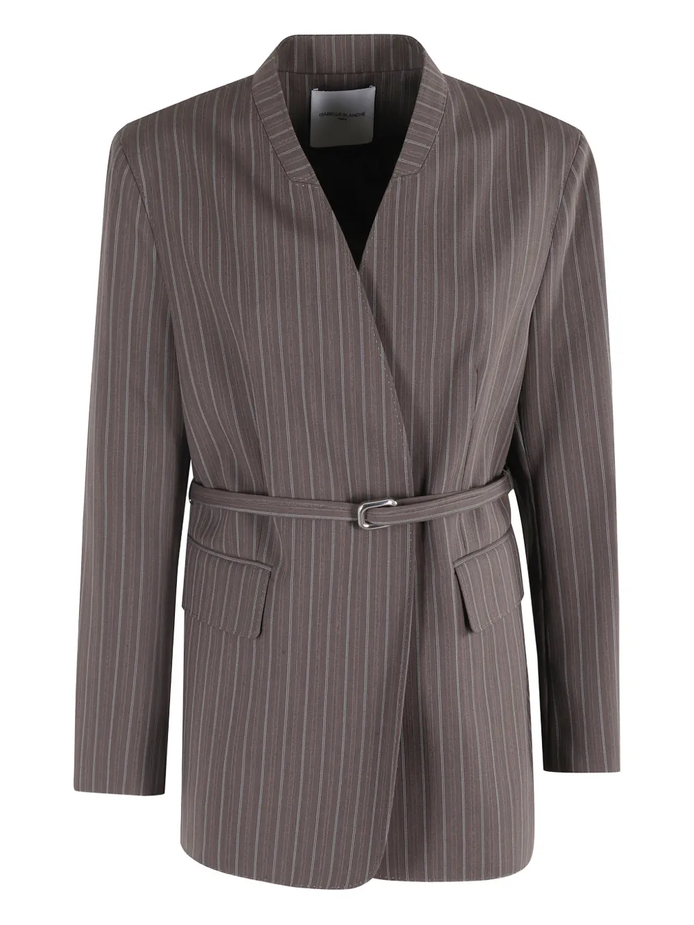 Isabelle Blanche pinstripe belted jacket | Brown | Image 1