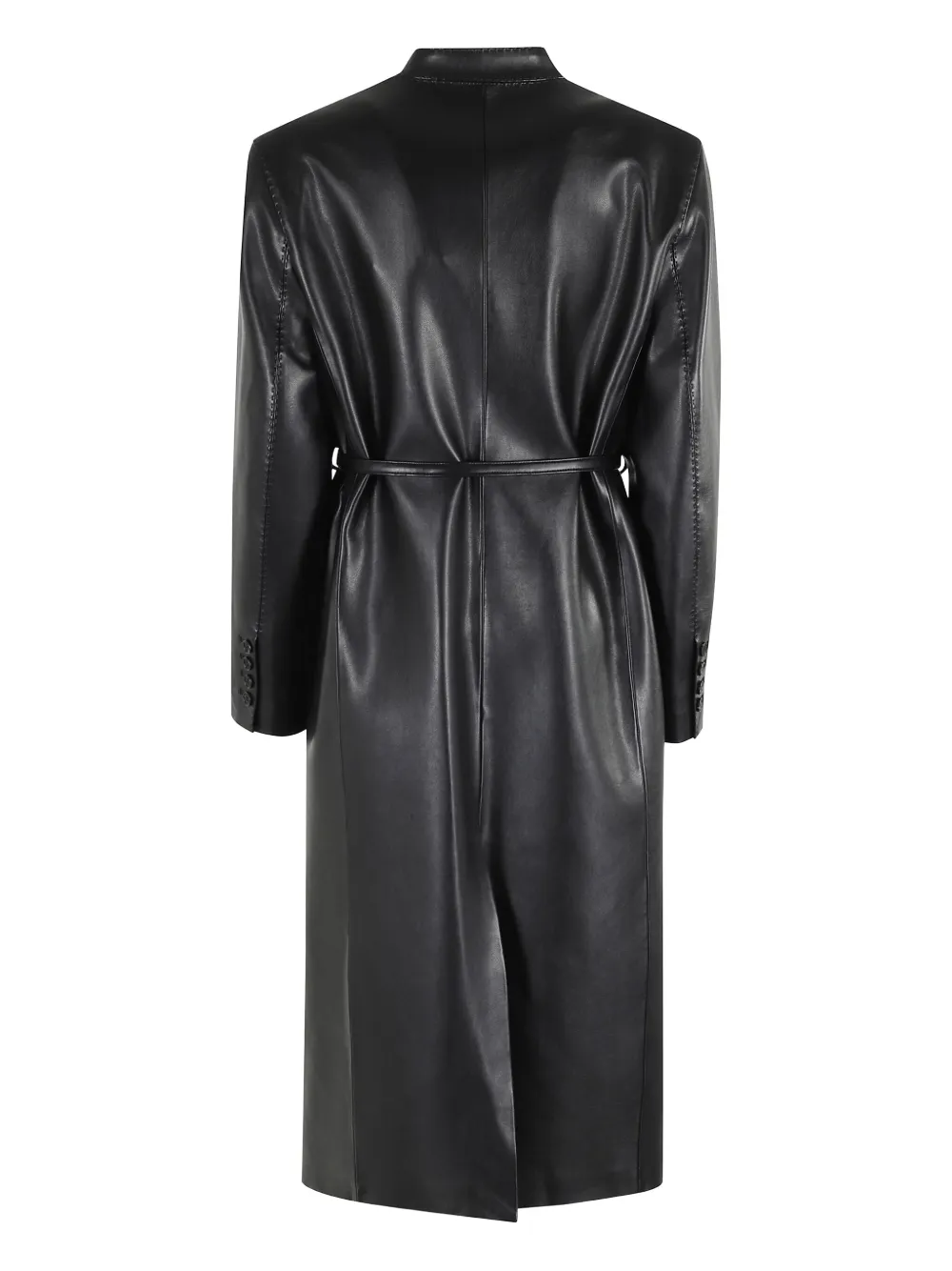 Isabelle Blanche belted wrap coat - Zwart