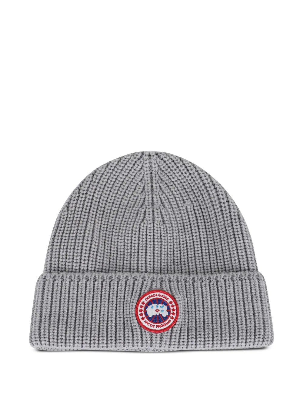 Canada Goose logo-patch ribbed beanie | Grey | Image 1