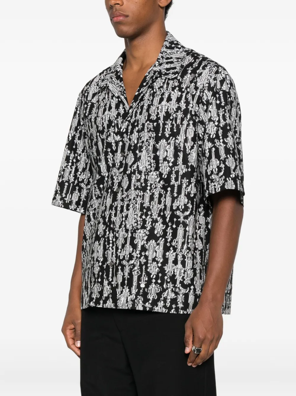 Alexander Mcqueen Crystal-pattern Short-sleeve Shirt In Black