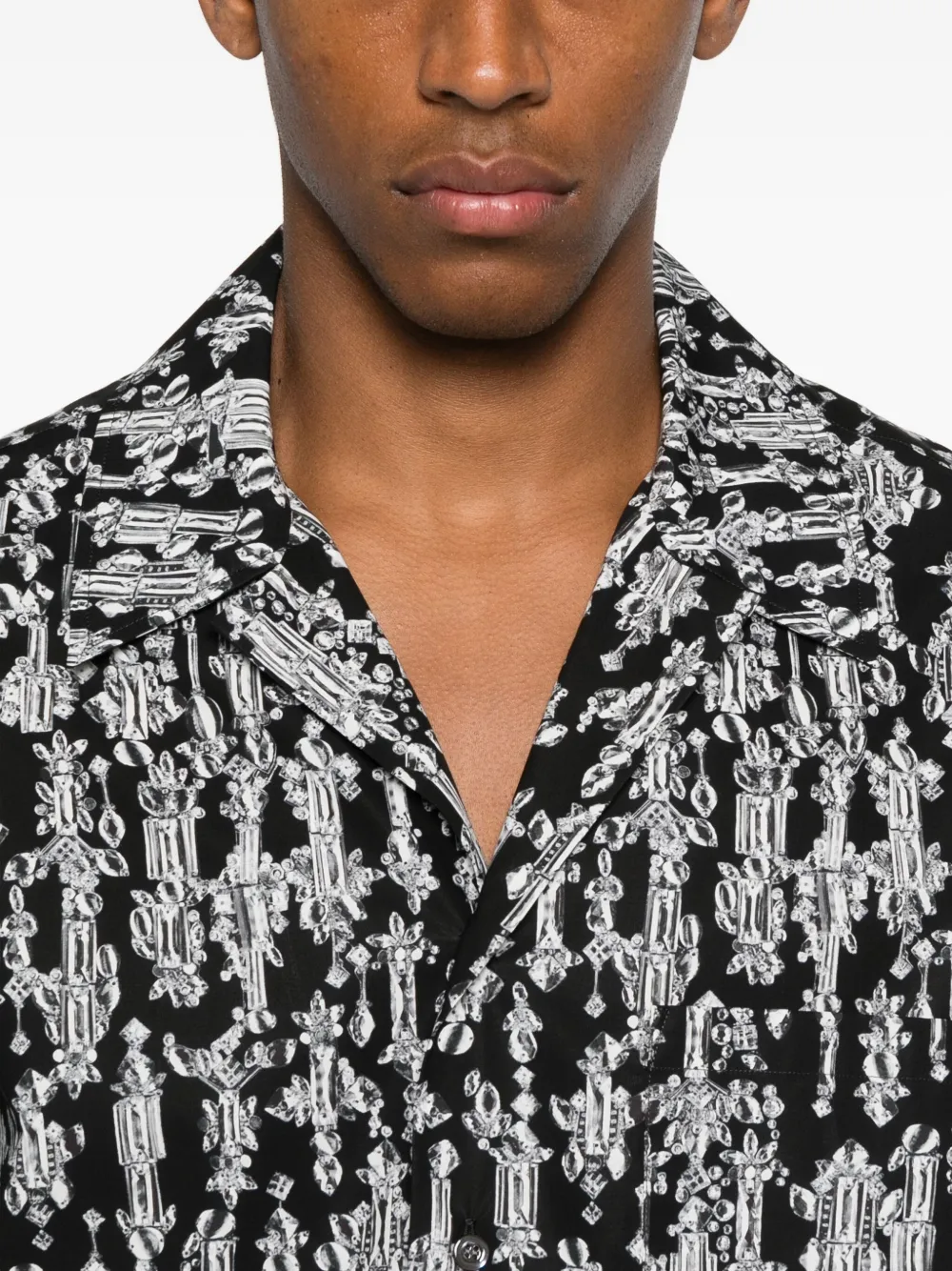 Alexander Mcqueen Crystal-pattern Short-sleeve Shirt In Black