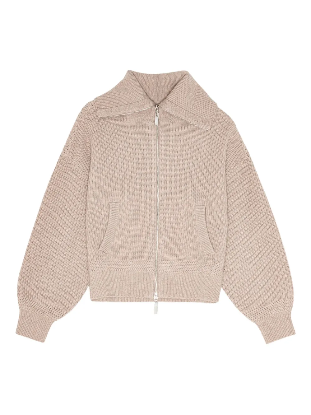 Remain Birger Christensen Ribbed Zip-front Cardigan In Neutral