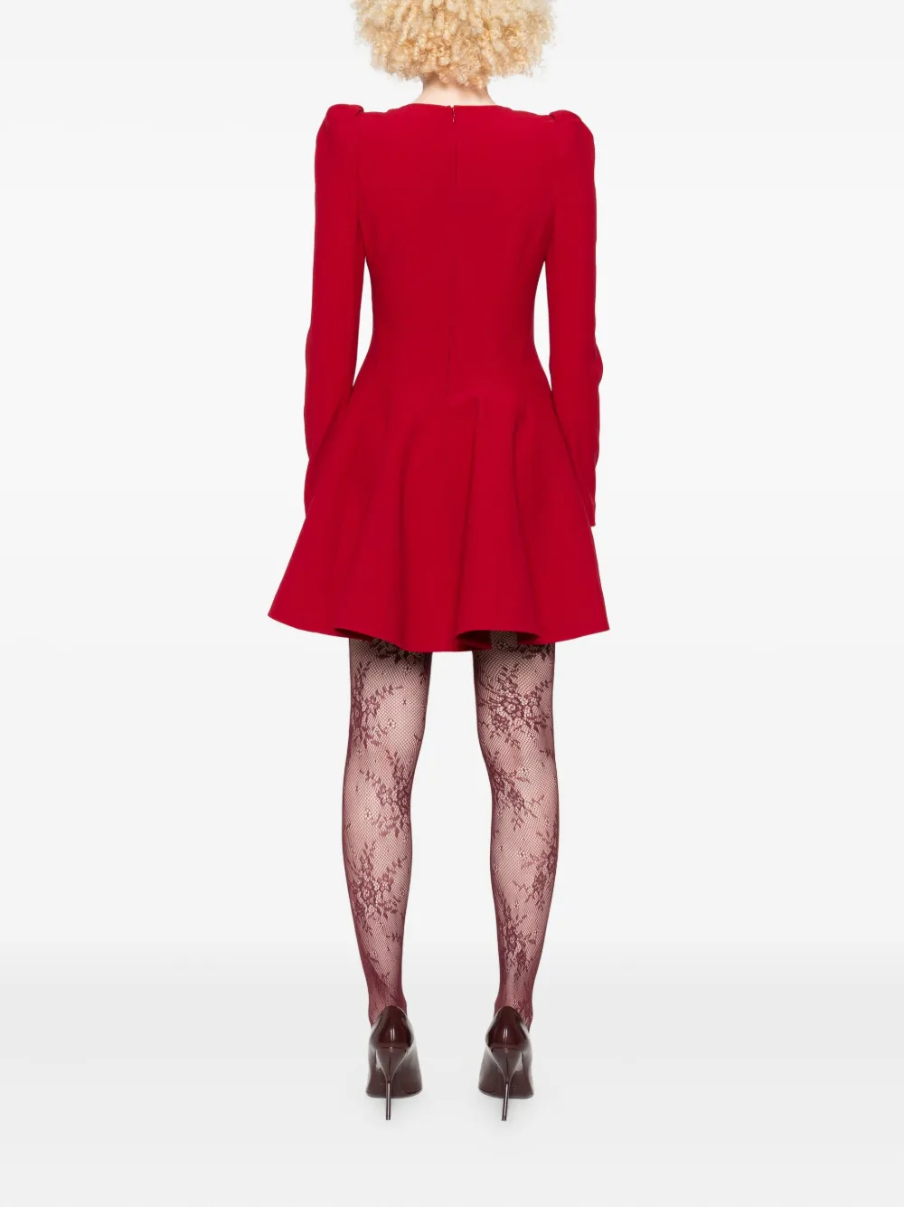 Alexander Mcqueen Puffed Shoulder Long Sleeve A-line Dress In White