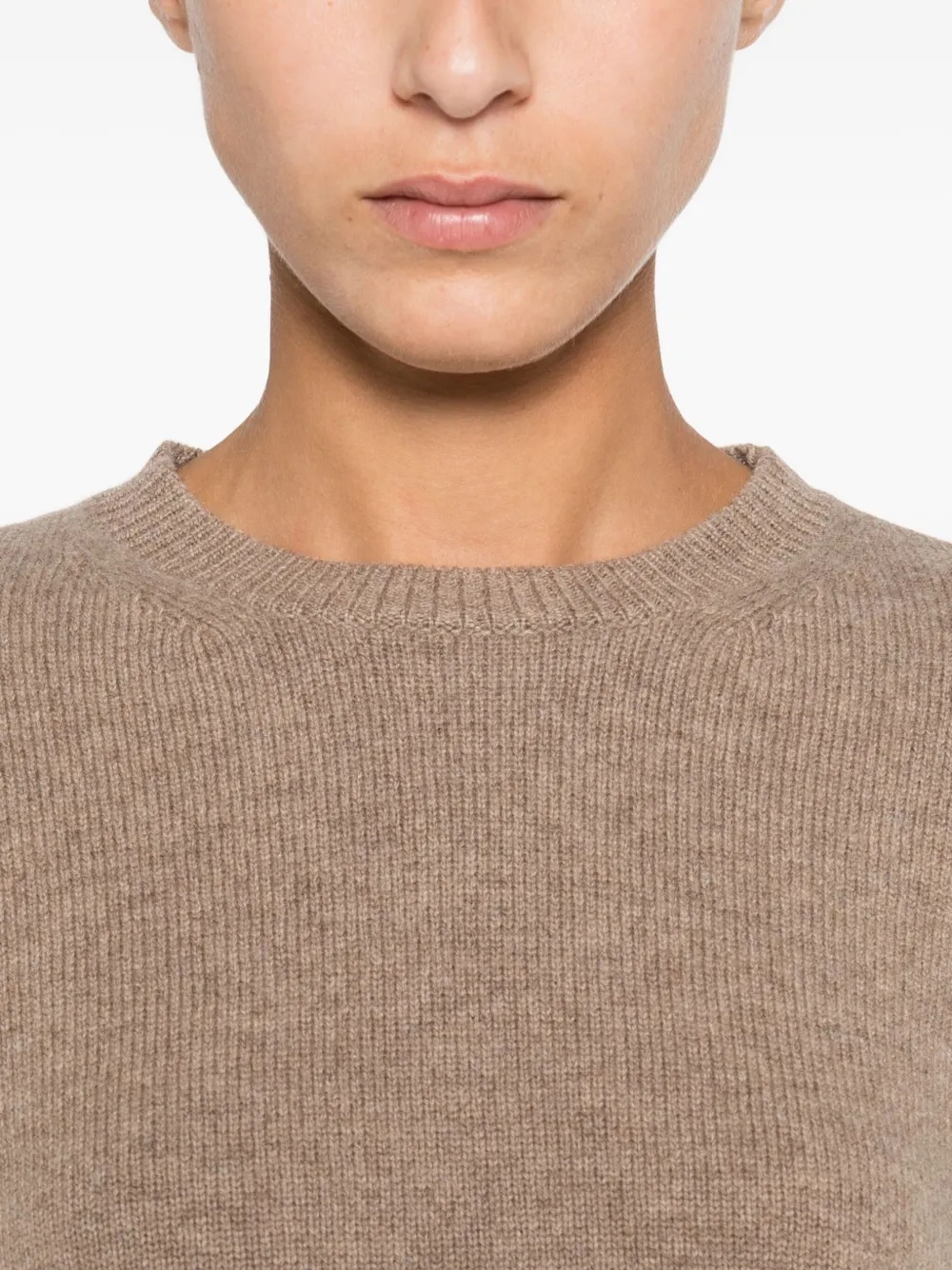 Max Mara Round-neck Wool Sweater In Neutral