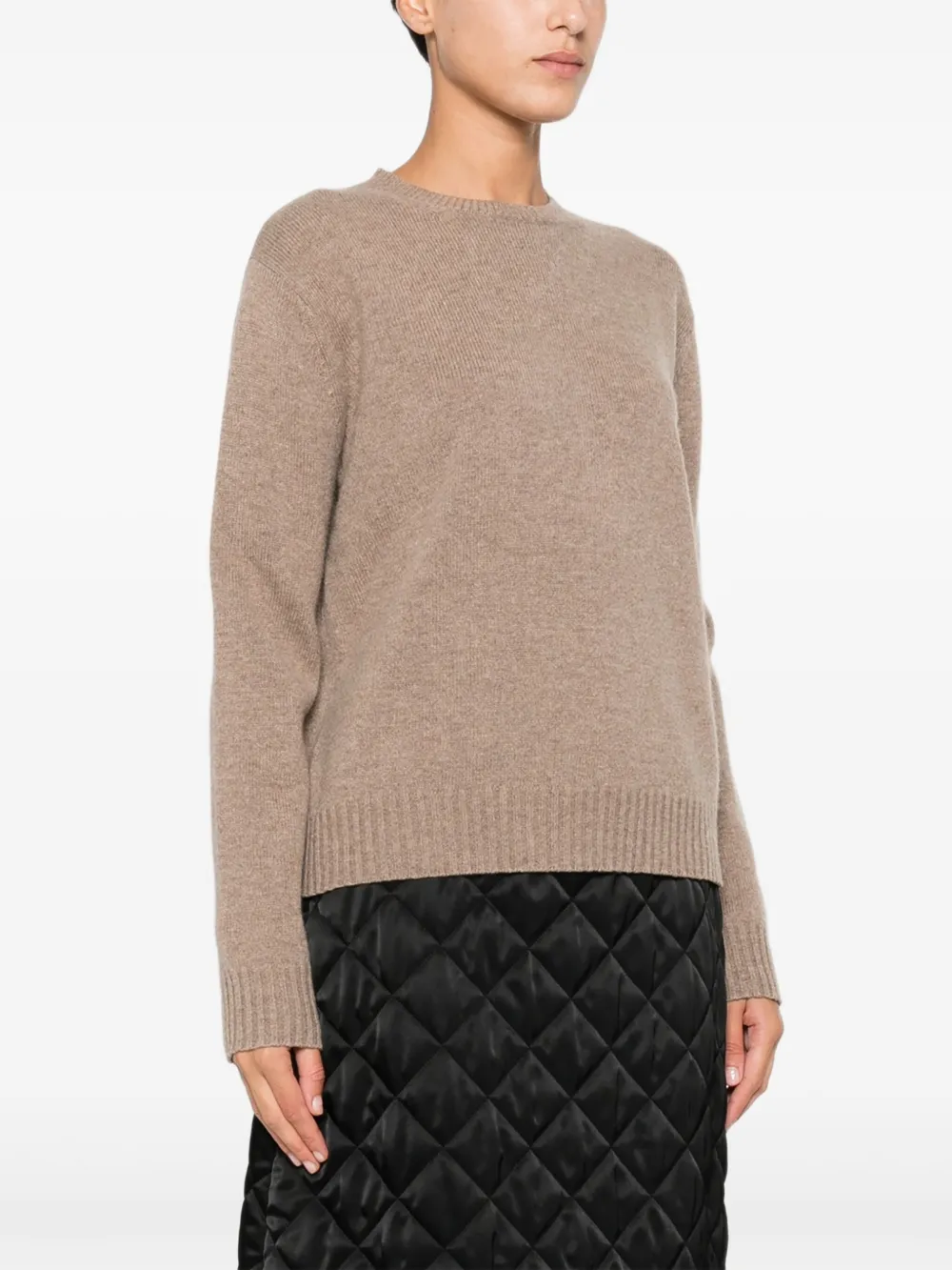 Max Mara Round-neck Wool Sweater In Neutral