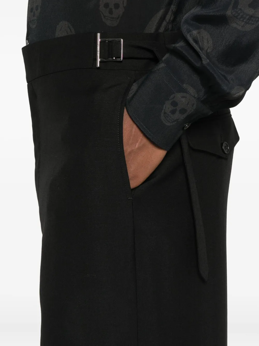 Alexander Mcqueen Buckle-fastening Trousers In Black