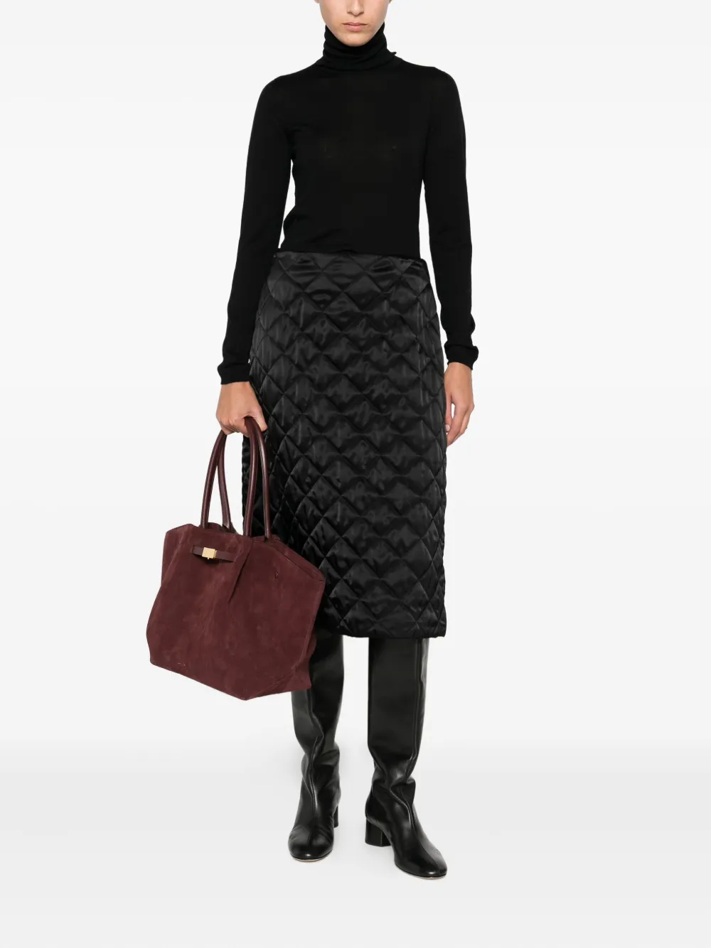 Max Mara High Collar Black Virgin Wool Pullover In Black