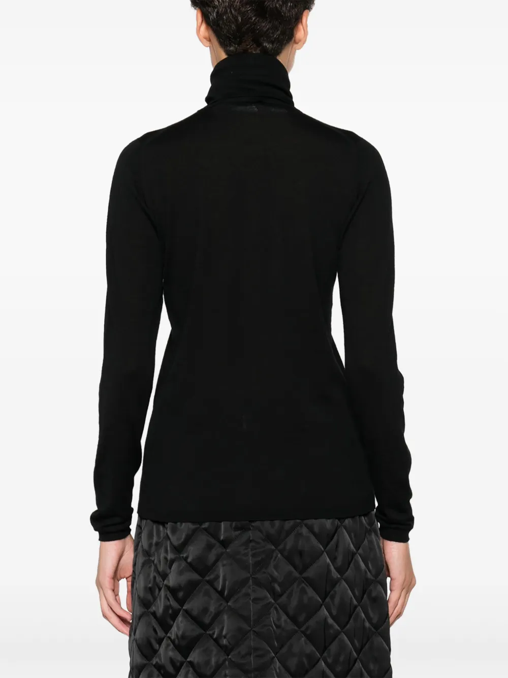 Max Mara High Collar Black Virgin Wool Pullover In Black
