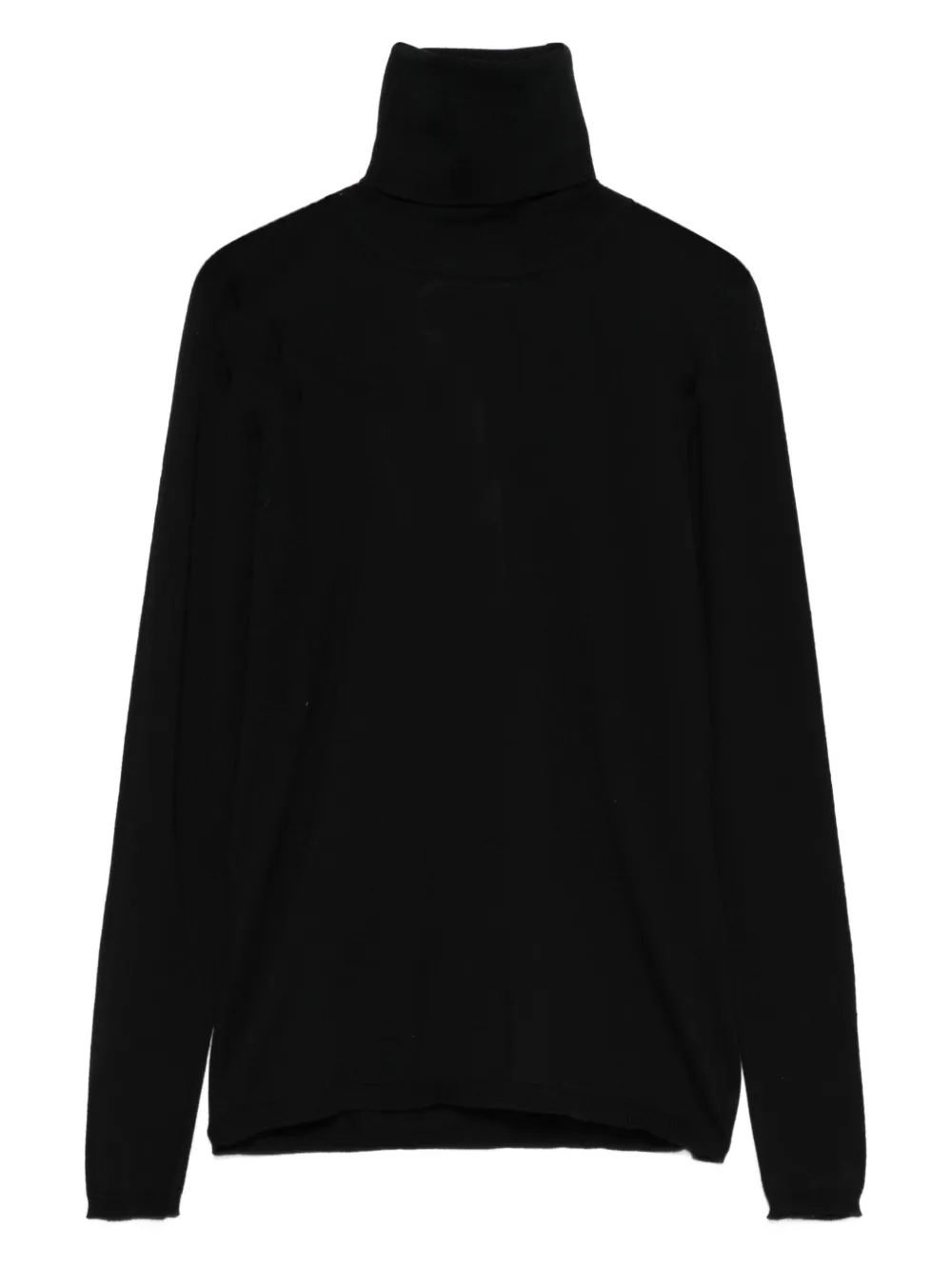 Max Mara High Collar Black Virgin Wool Pullover In Black