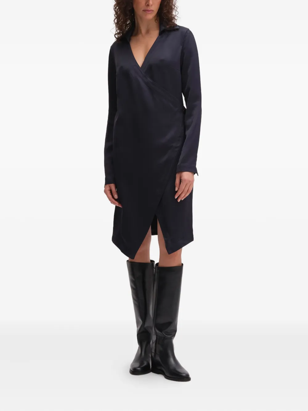 REMAIN wrap satin mini dress - Blauw