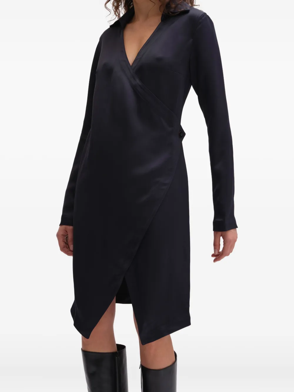 Remain Birger Christensen Wrap Satin Mini Dress In Blue