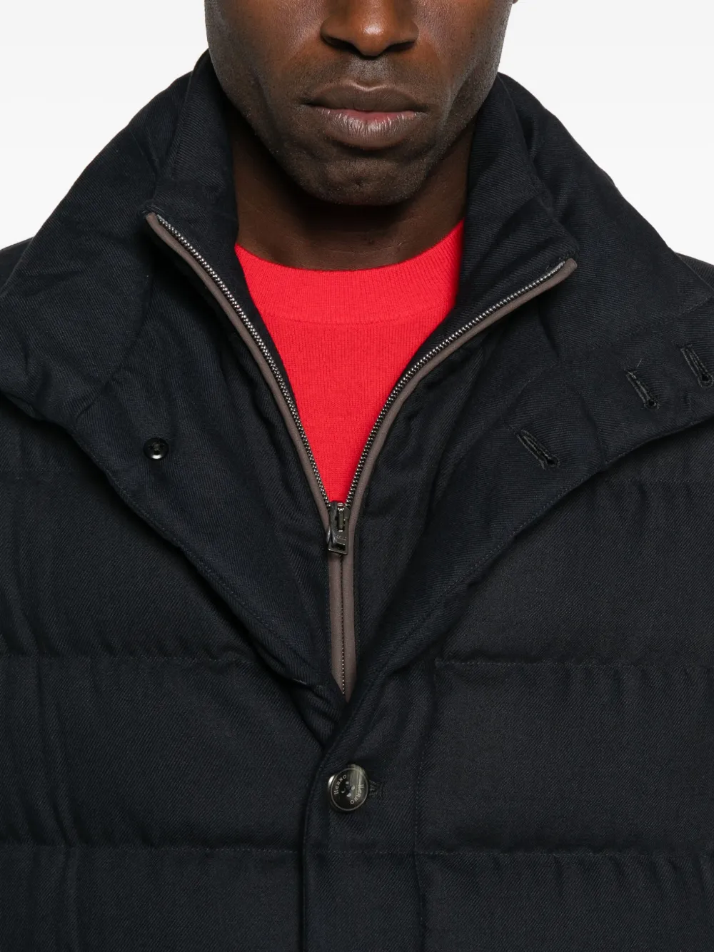 Herno Navy Blue Quilted Jacket In Black