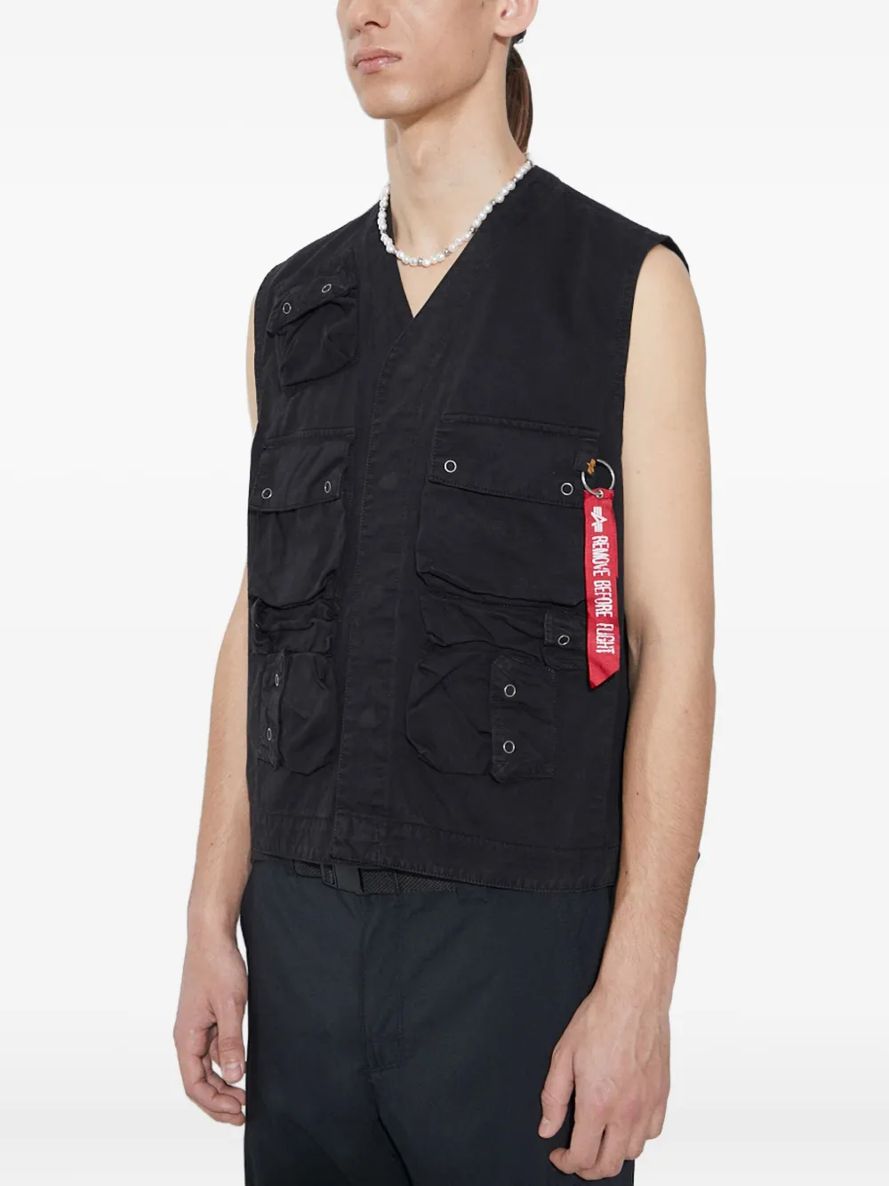 Alpha Industries Katoenen bodywarmer met cargo-zak Zwart