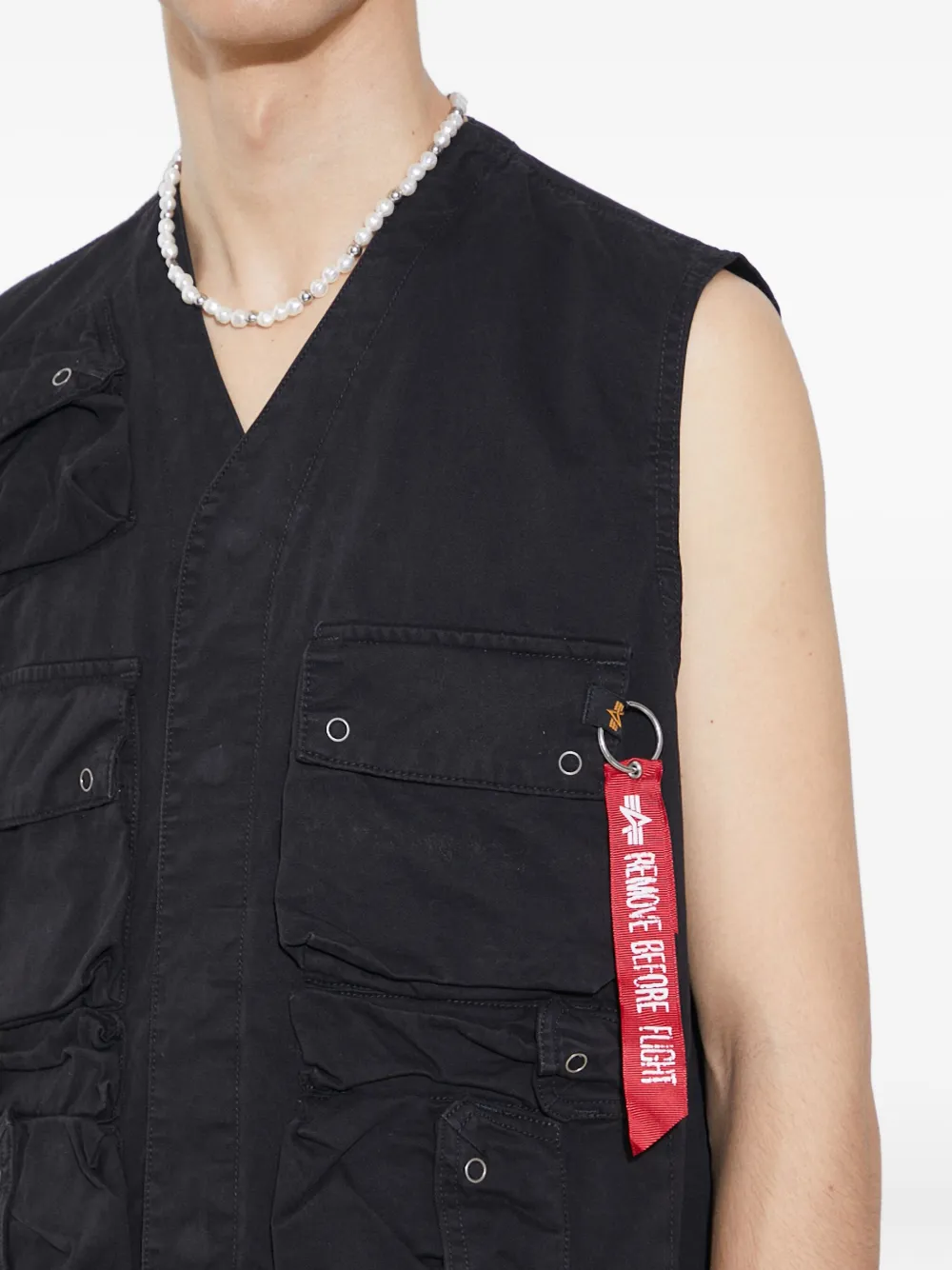 Alpha Industries Katoenen bodywarmer met cargo-zak Zwart