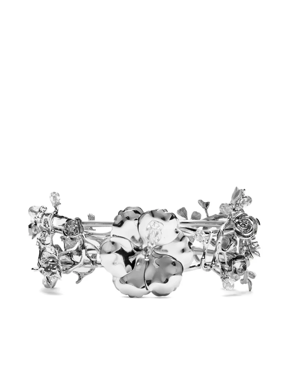 Blumarine Floral-appliqué Bracelet In Gray
