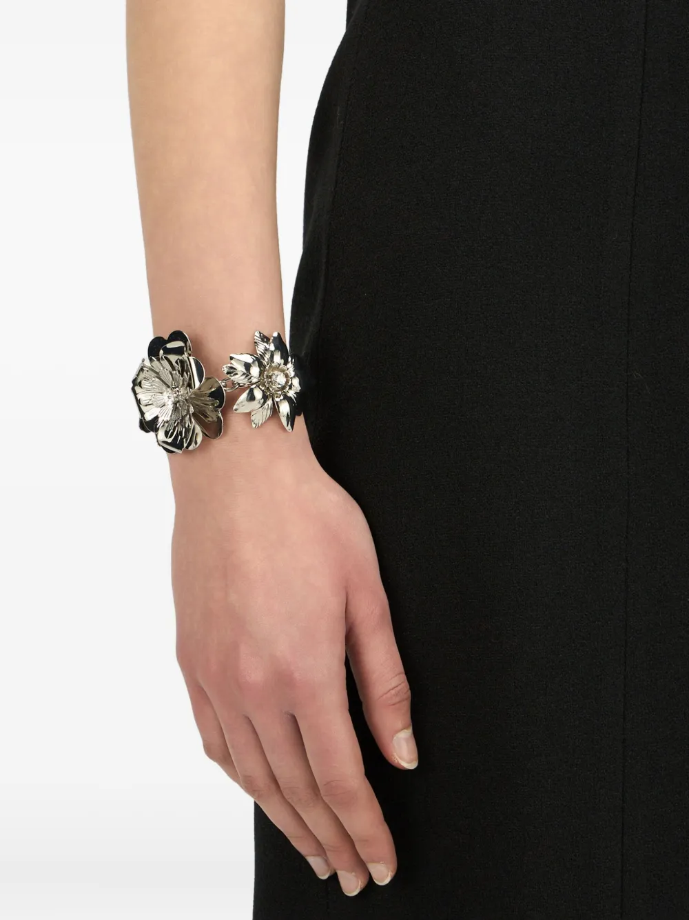 Blumarine Floral-appliqué Bracelet In Gray