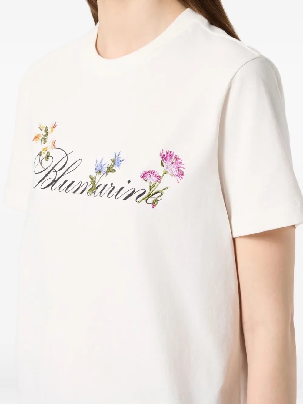 Blumarine Floral-embroidered T-shirt In White