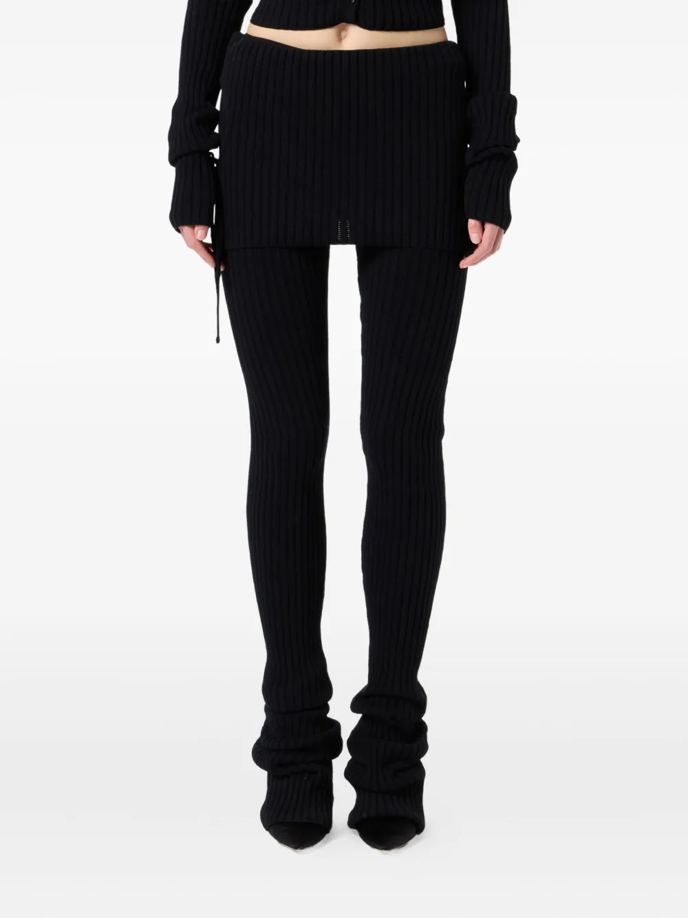 Blumarine Ribgebreide broek met gestrikt detail Wit