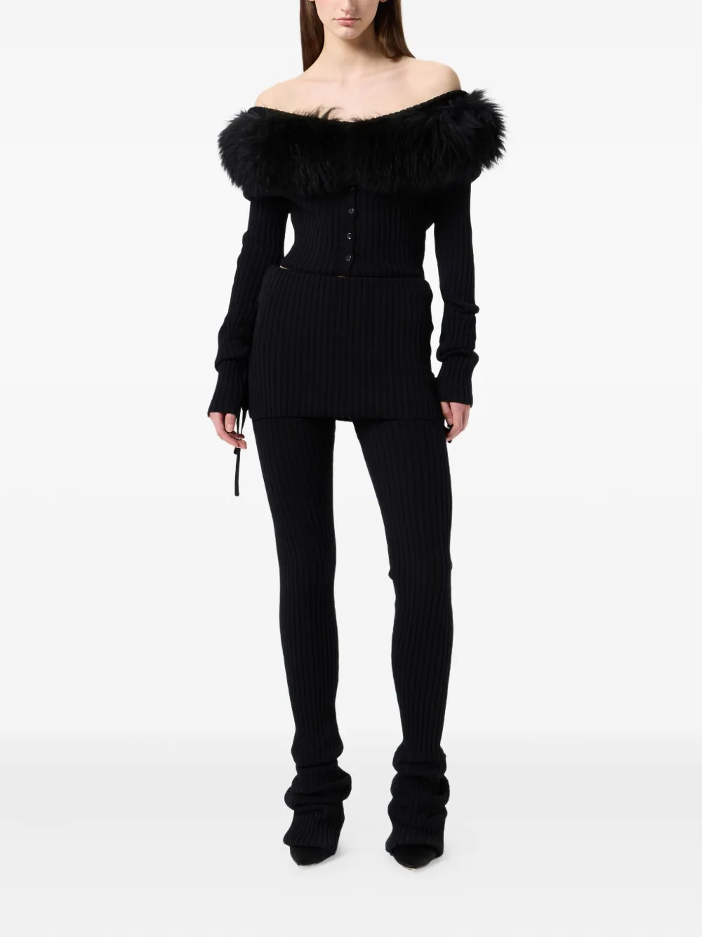 Blumarine Ribgebreide broek met gestrikt detail - Wit