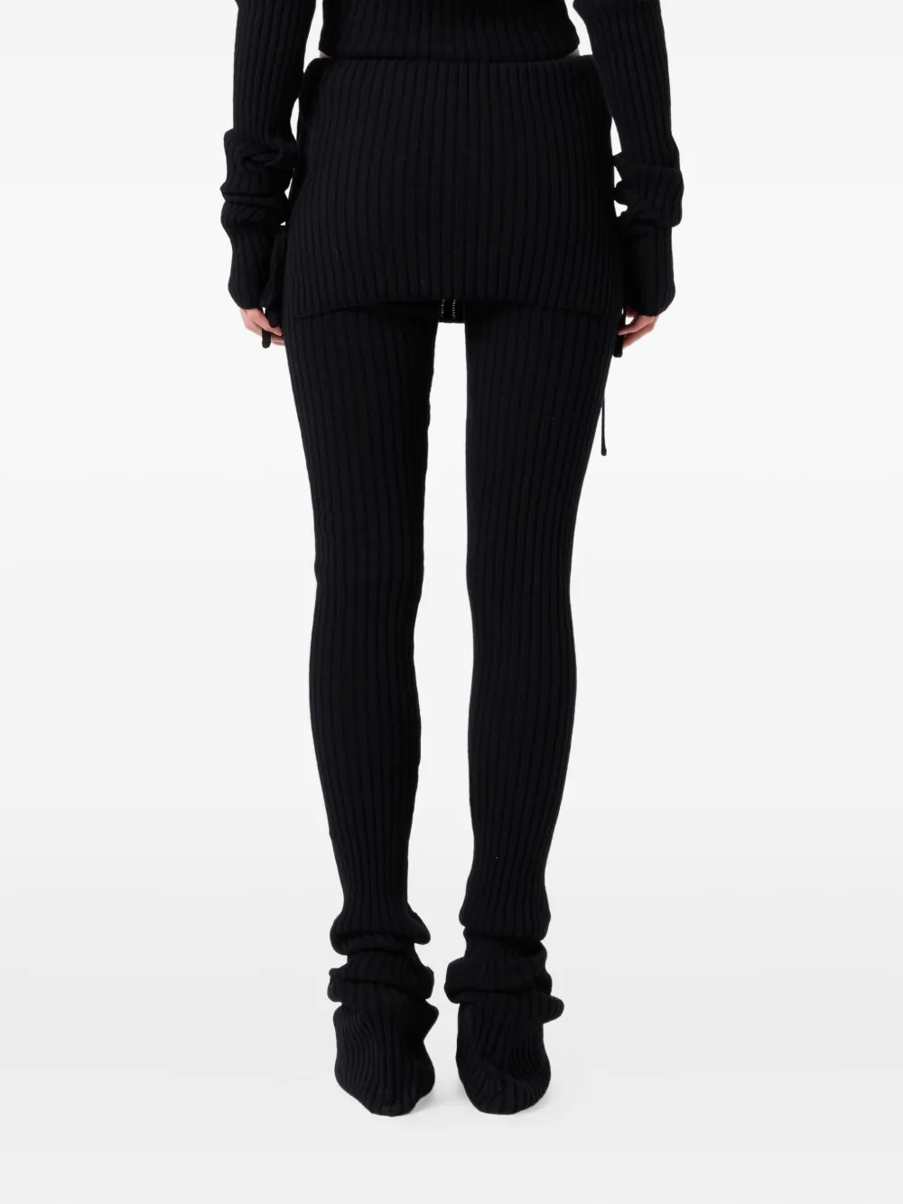 Blumarine Ribgebreide broek met gestrikt detail Wit