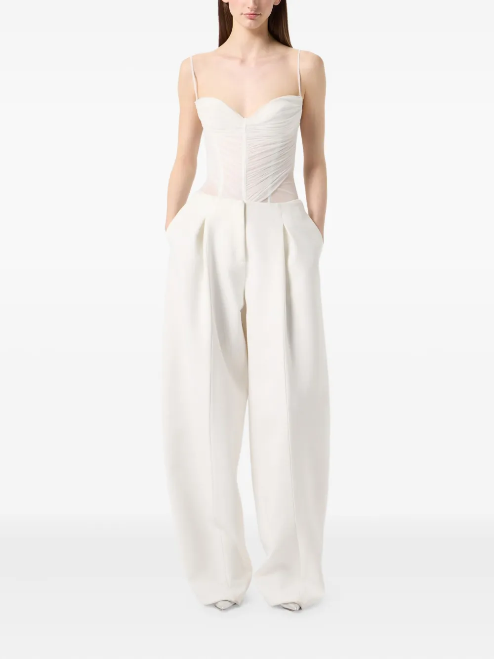Blumarine Plooibroek met wijde pijpen - Wit