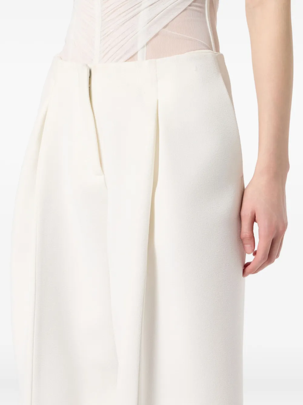 Blumarine Pleated Wide-leg Trousers In White