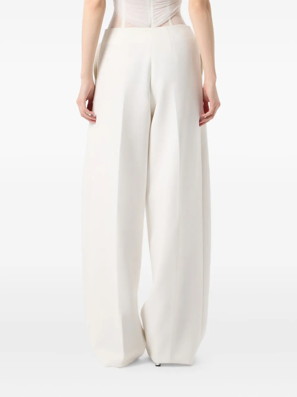 Blumarine Pleated Wide-leg Trousers In White