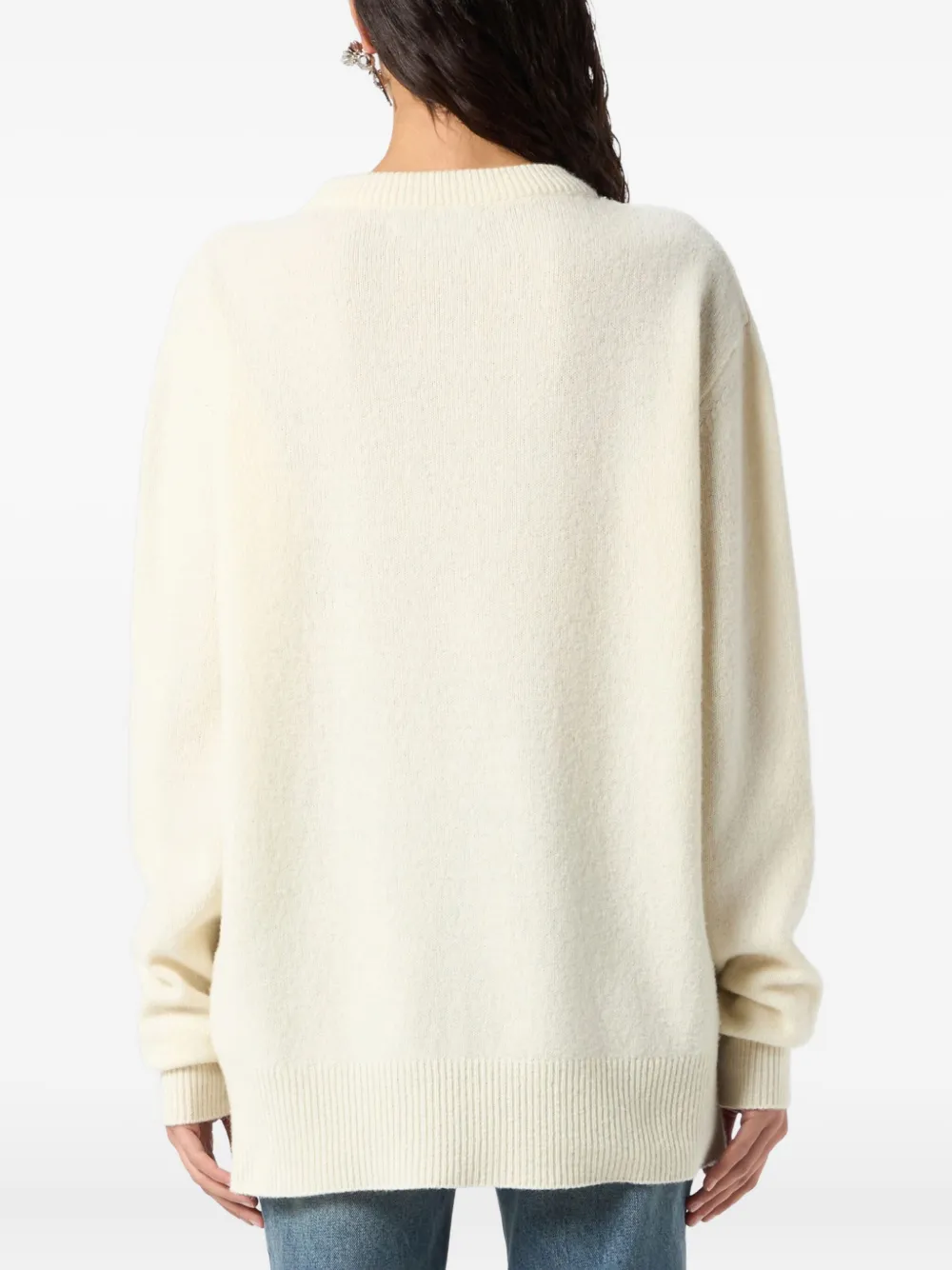Blumarine Floral-motif Crew-neck Sweater In White