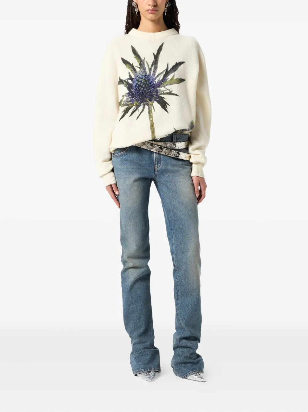 Blumarine floral-motif crew-neck sweater | Knitted Sweaters | Image 2