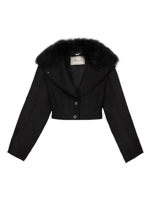 Blumarine faux-fur-collar cropped jacket