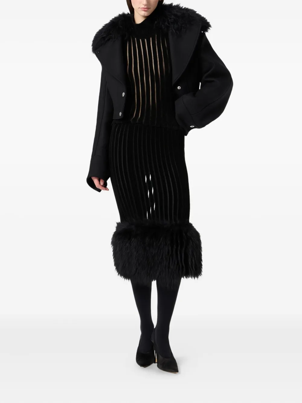 Blumarine faux-fur-collar cropped jacket | Cropped Jackets | Image 2