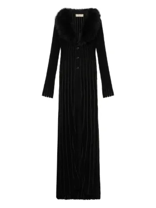 Blumarine ブルマリン ロングコート ファー　ブラック　anna Blumarine エコファーカラーコート | ブラック | FARFETCH JP