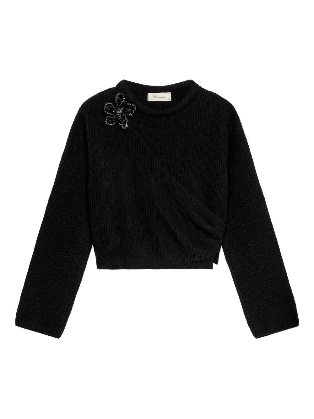 Blumarine floral-appliqué ribbed-knit sweater | Black | Image 1