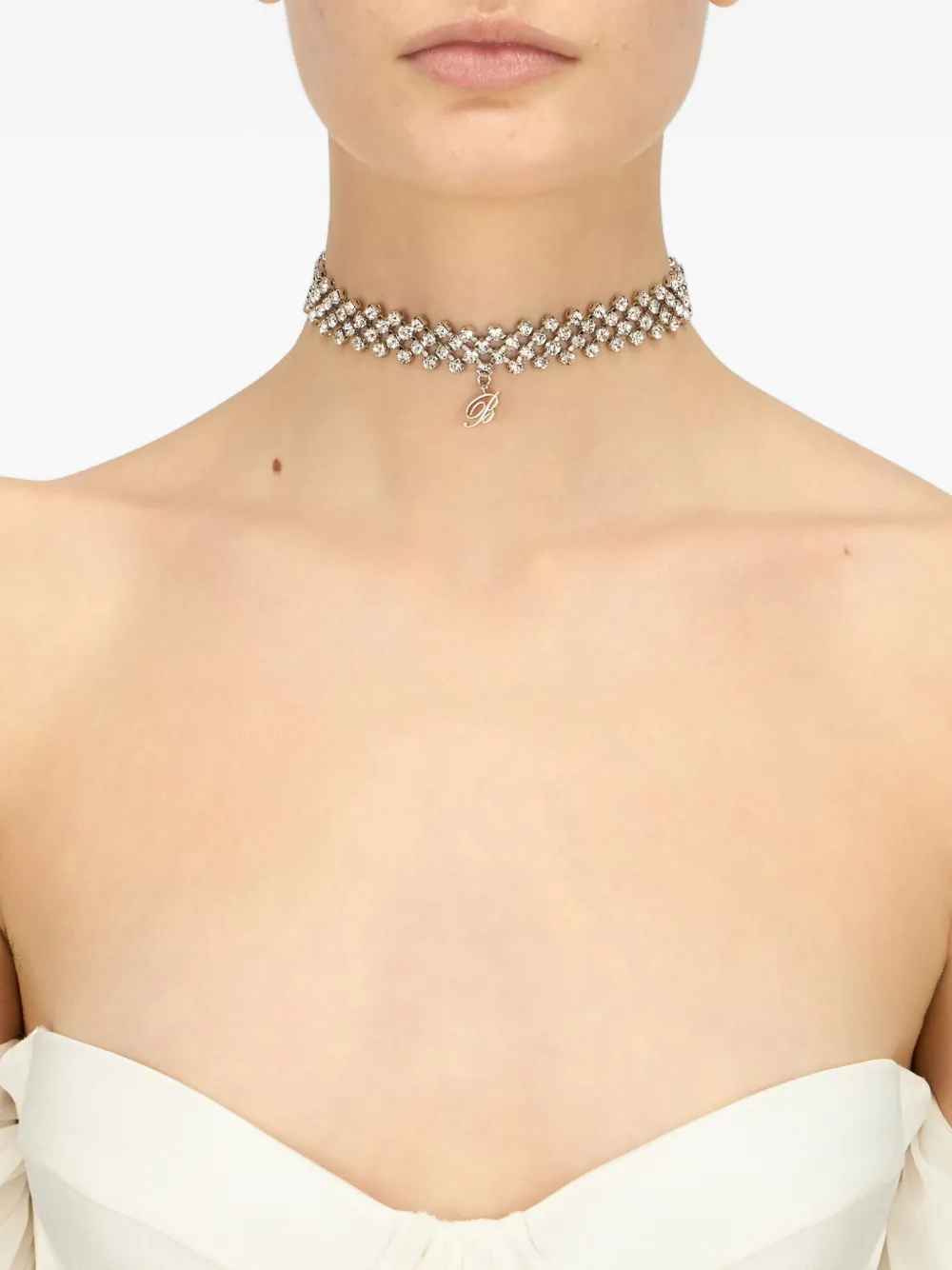 Blumarine Crystal-embellished Choker Necklace In Gray
