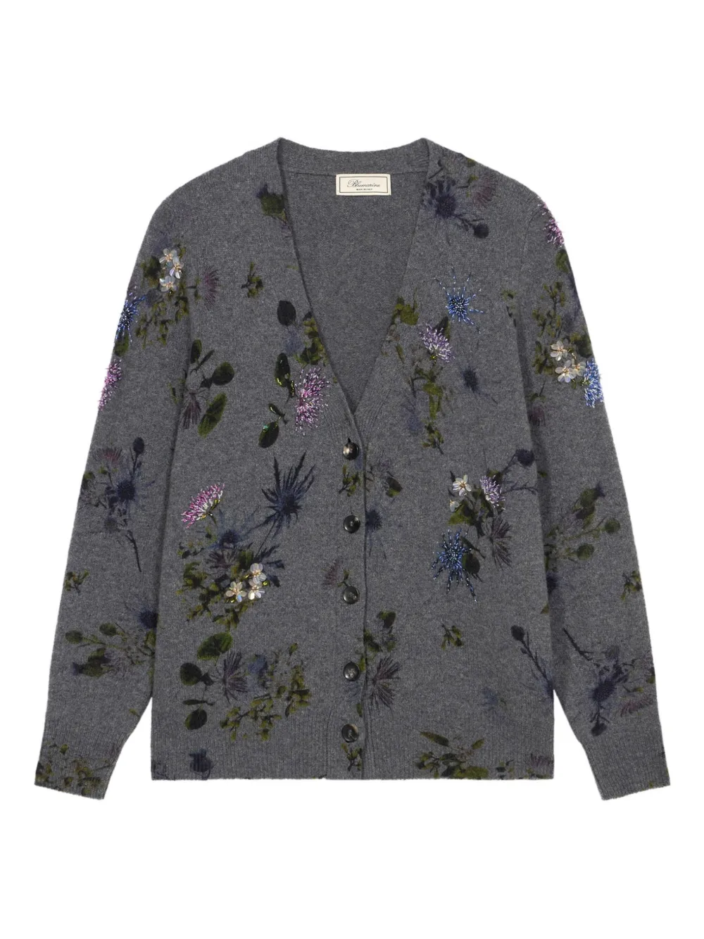 Blumarine floral-beaded cardigan | Grey | Image 1