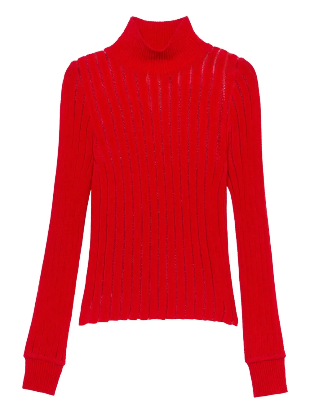 Blumarine High-neck Ribbed Sweater In Red