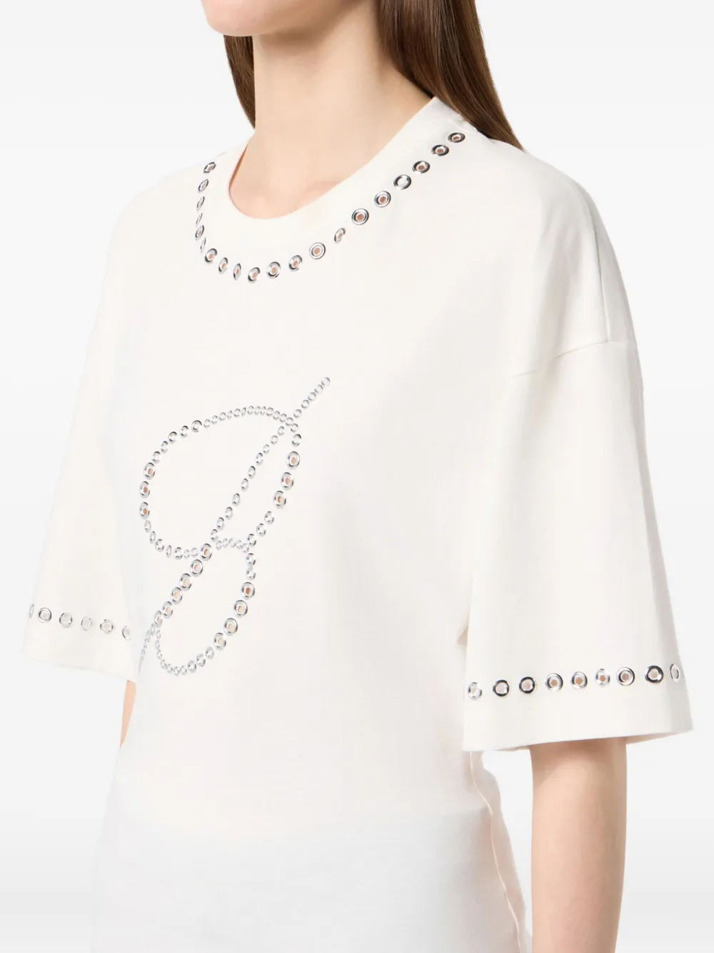 Blumarine T-shirt verfraaid met ringlets Wit